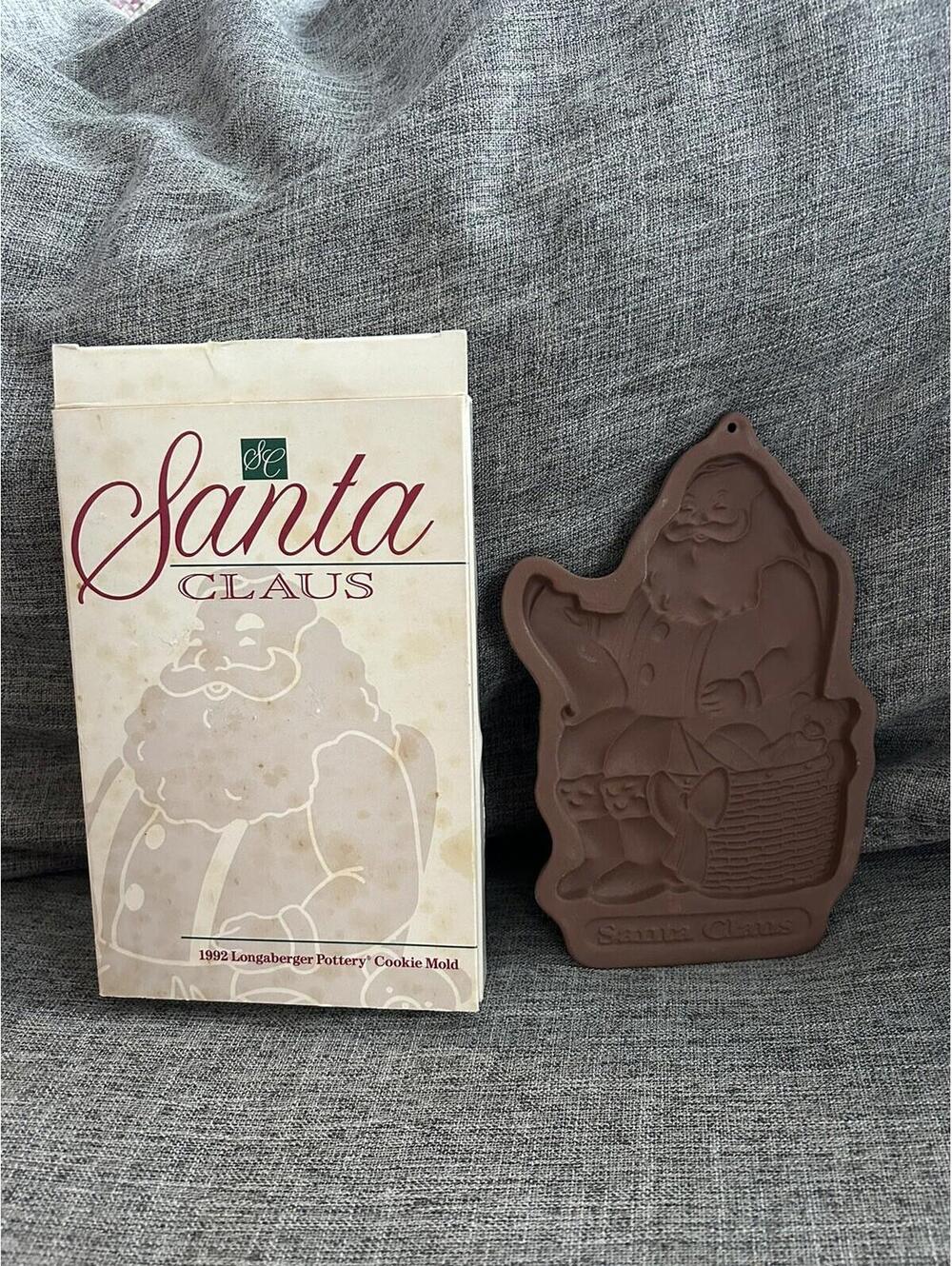 Longaberger Pottery Cookie Mold Santa Claus 1992 Vintage Holiday Christmas